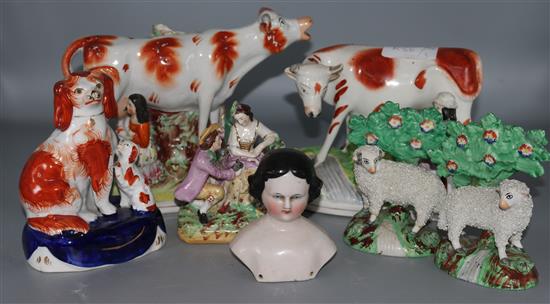 Collection of Staffordshire & china dolls head